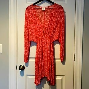Red/orange printed mini dress